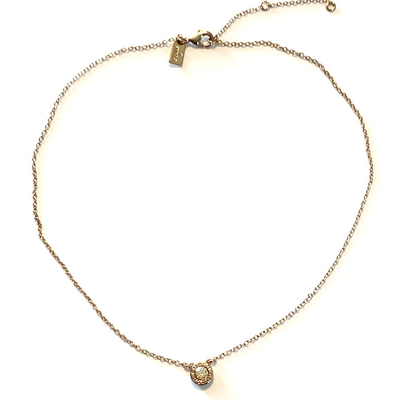 Coach Round Crystal Necklace Pendant Gold Tone 18” - Picture 2 of 8